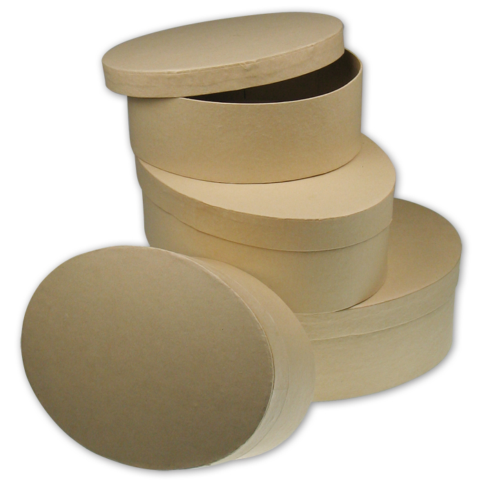 Pappschachteln oval 4er-Set