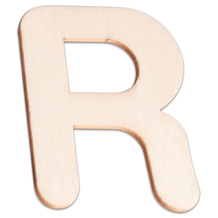 Holzbuchstabe R ca. 3mm 6cm hoch natur