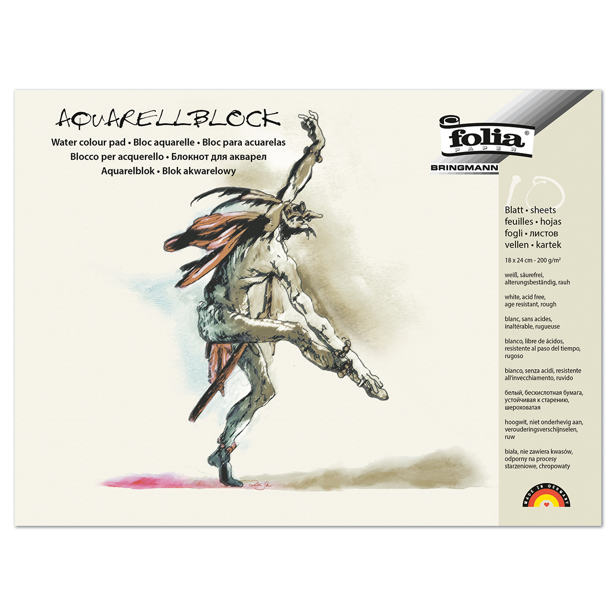 Aquarellblock 200g/m² 18x24cm 10 Bl. rau