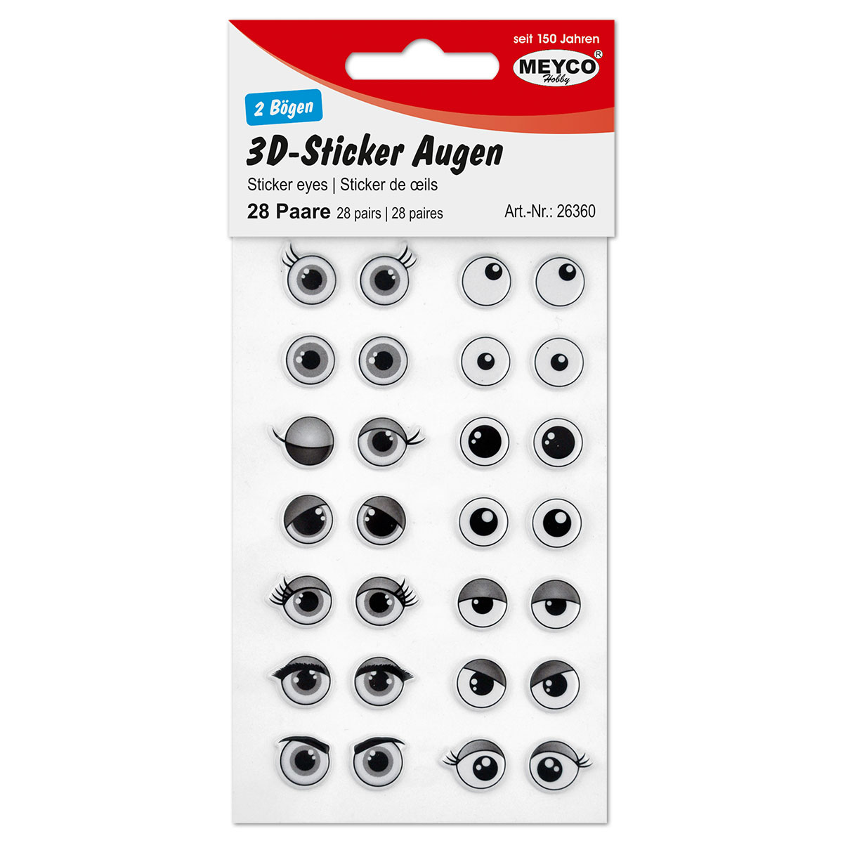 3D-Augensticker Kunststoff Ø 10mm 28 Paare