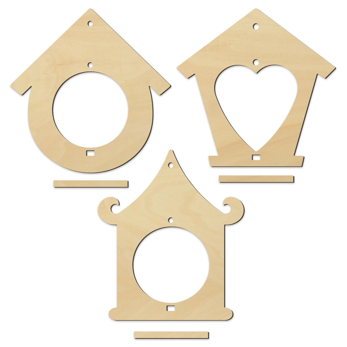 Vogelfutterhalter Häuschen ca. 21/22/23,5cm 3er-Set natur