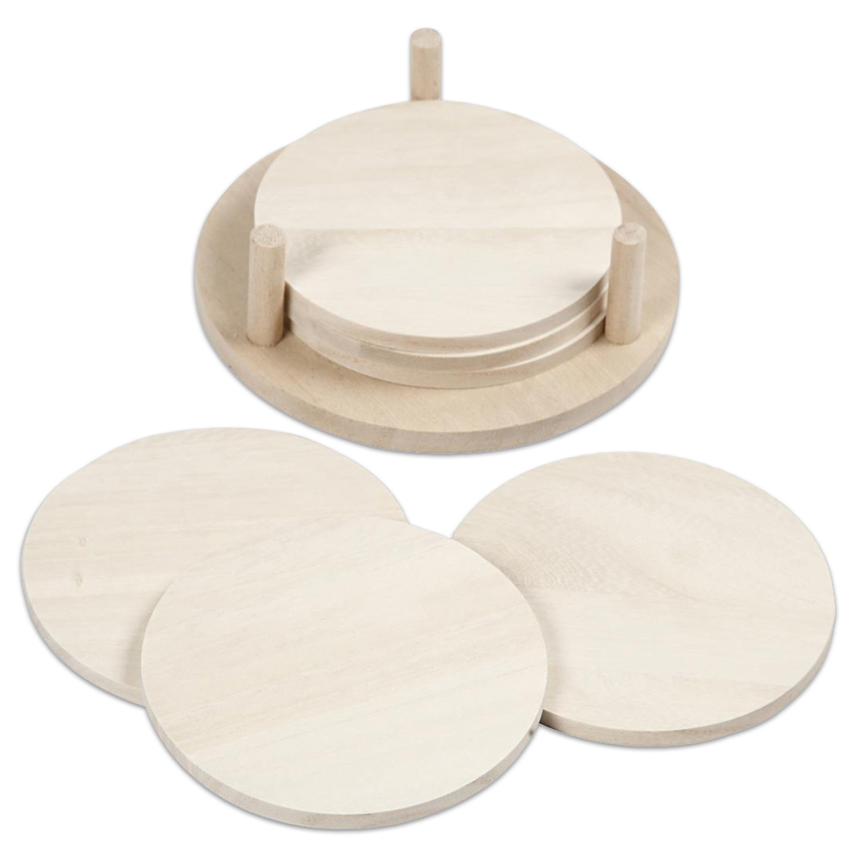 Untersetzer Holz mit Halterung 5mm Ø 9,5cm 6 St. rund