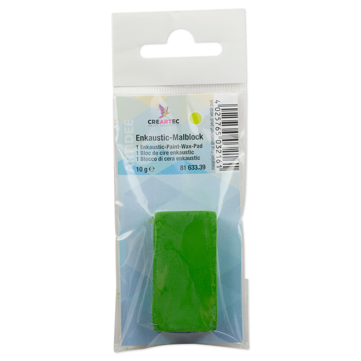 Enkaustik-Malblock 45x25x10mm ca. 10g maigrün