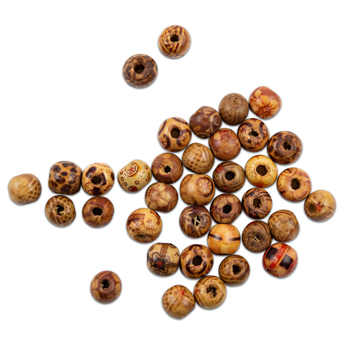 Indio-Holzperlen rund 10mm 70 St. braun gemustert