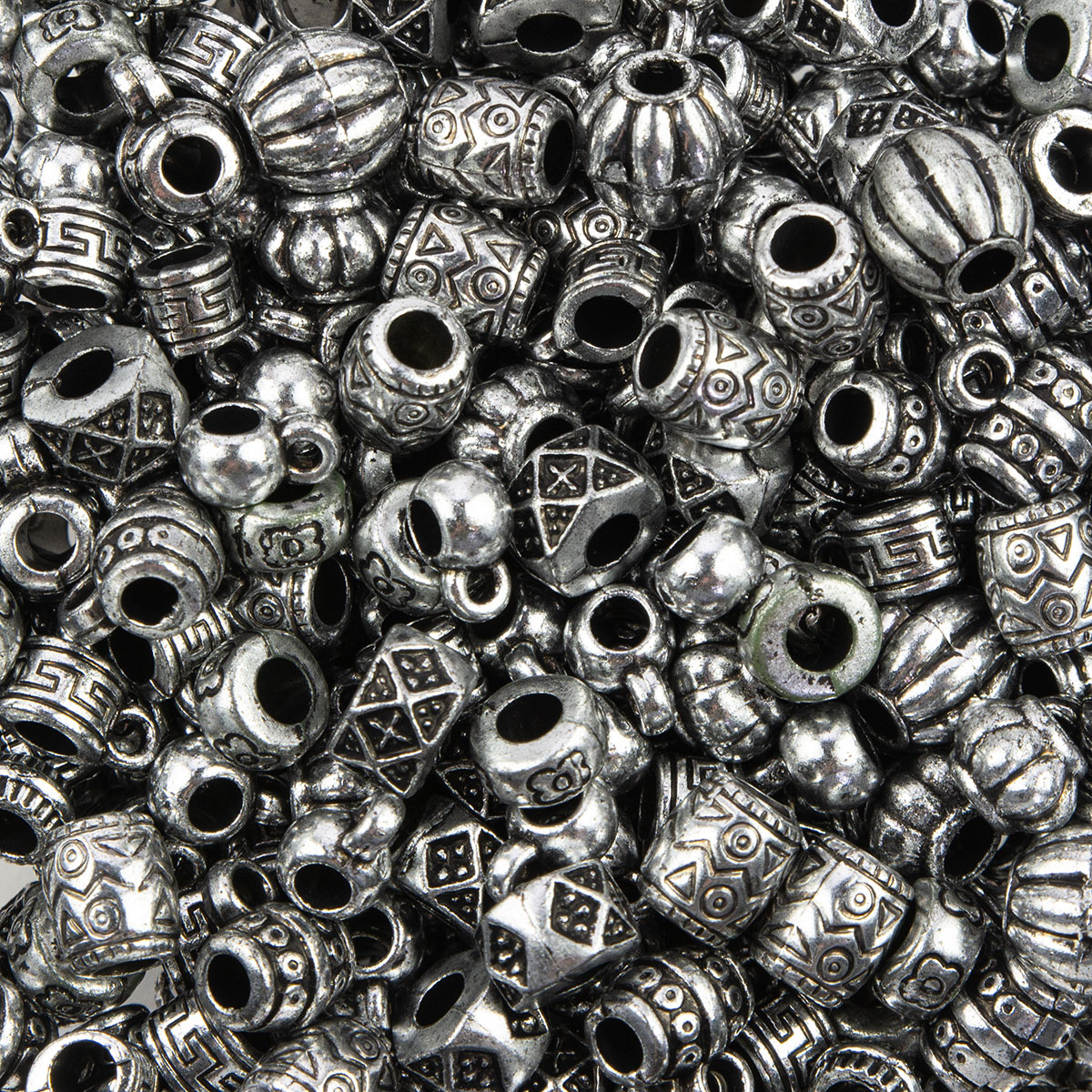Kunststoffperlen-Mix ca. 7-11mm 200g antiksilberf.