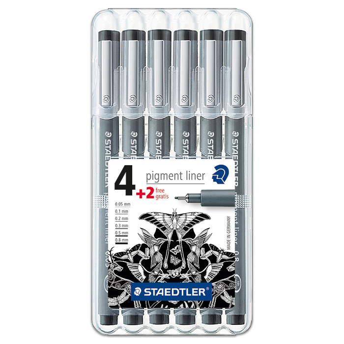 Pigment-Liner 4+2 Fineliner schwarz