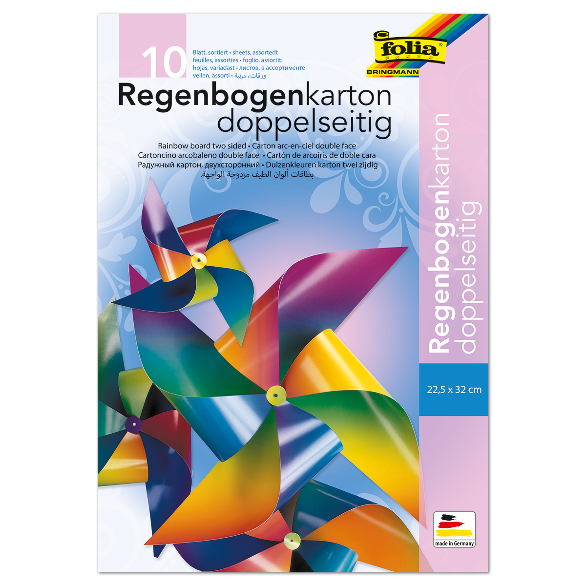 Regenbogenkarton 200g/m² 22,5x32cm 10 Bl.
