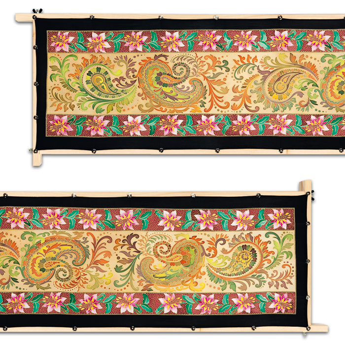 Schal Gutta gold 160x32cm Paisley naturweiß