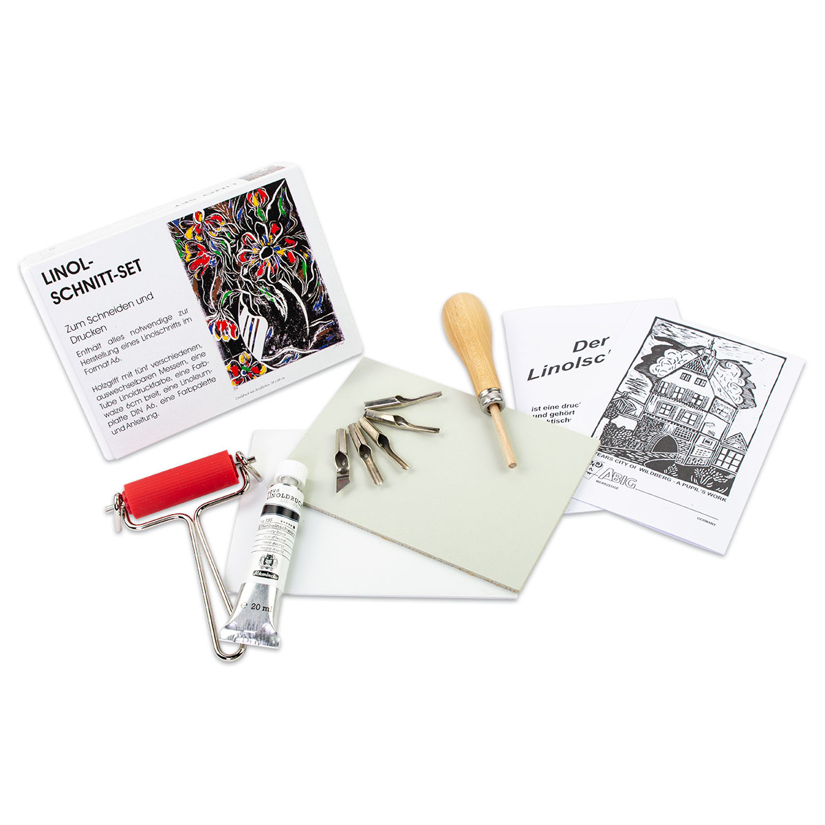 Linolschnitt-Komplett-Set 11-teilig