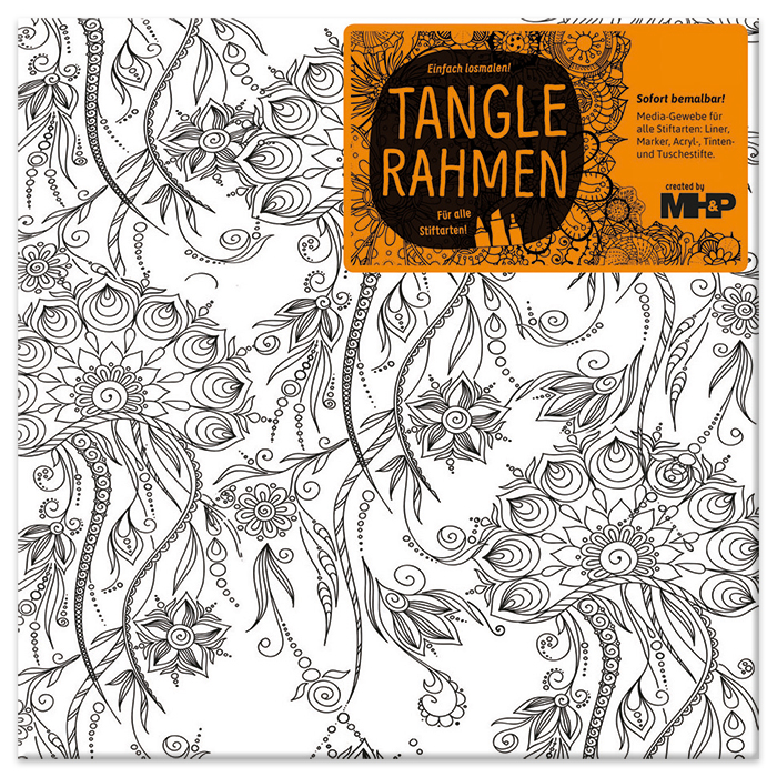 Tangle-Keilrahmen 20x20x2cm Blütenquallen