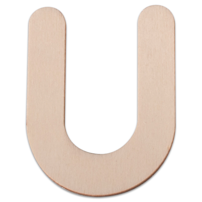 Holzbuchstabe U ca. 3mm 6cm hoch natur
