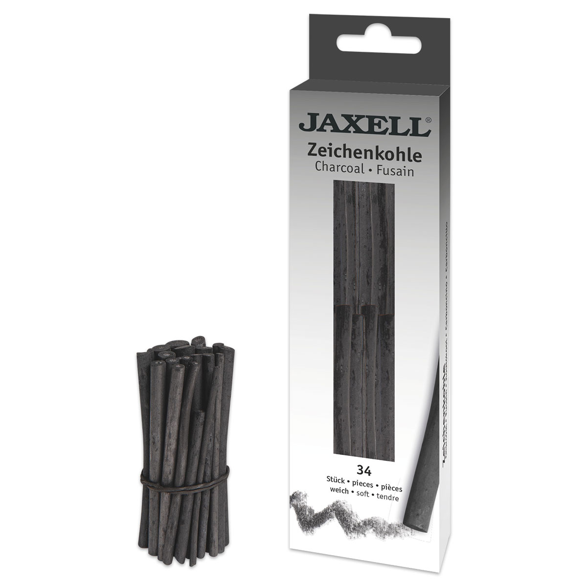 Jaxell Zeichenkohle-Set 7,5cm lang 34 St.