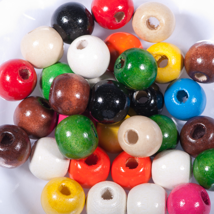 Holzperlen 12mm 35 St. bunt
