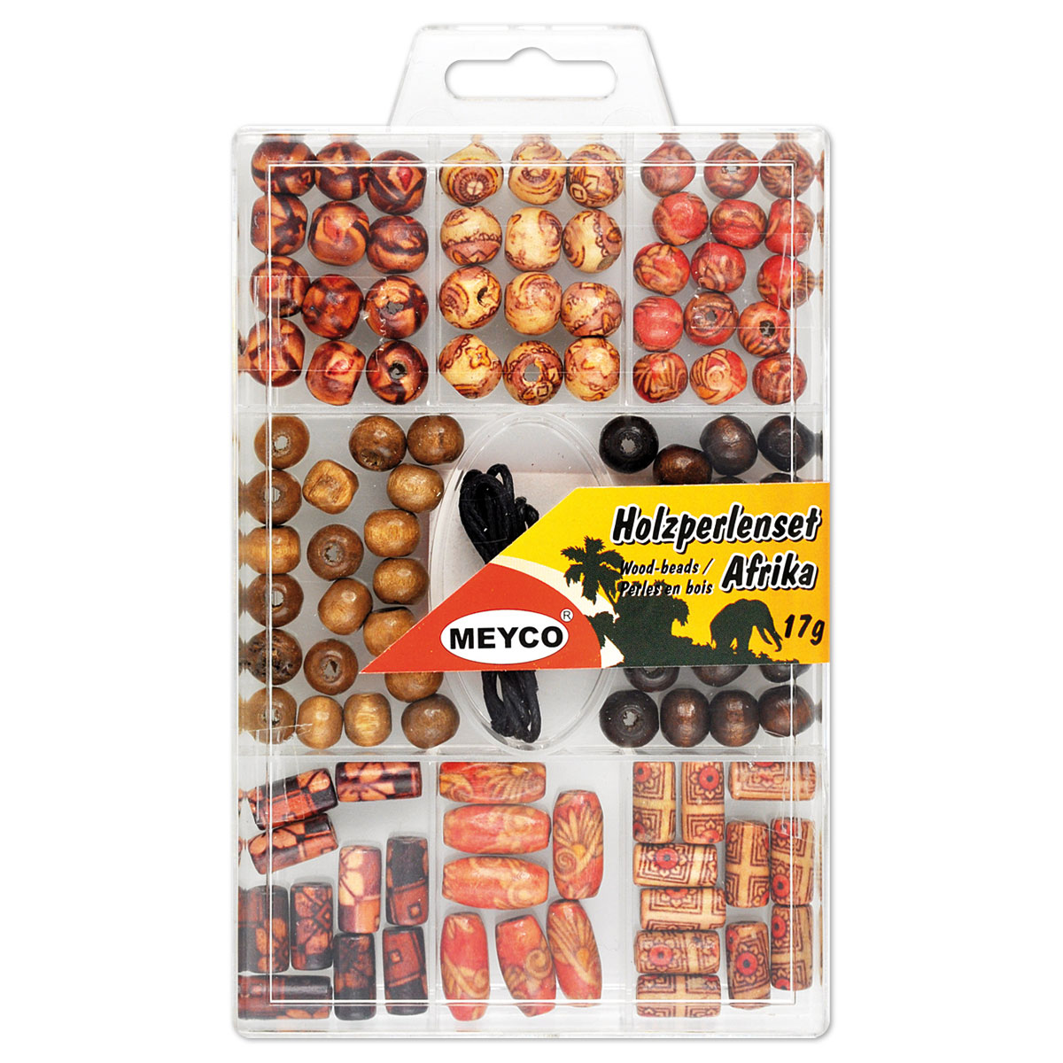 Holzperlen-Set Afrika ca. 6-14mm 17g ca. 100 St.