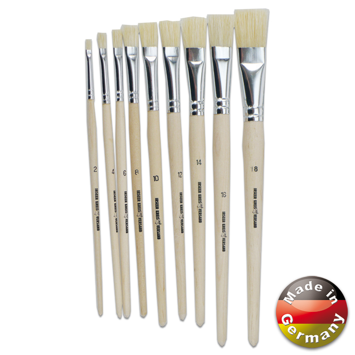 Borstenpinsel kurzer Stiel Schweineborste 9er-Set