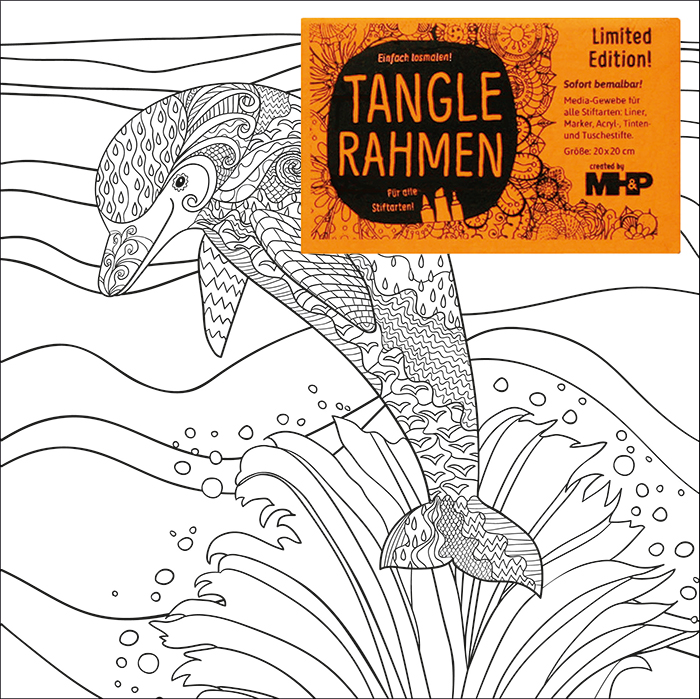Tangle-Keilrahmen 20x20x2cm Delfin