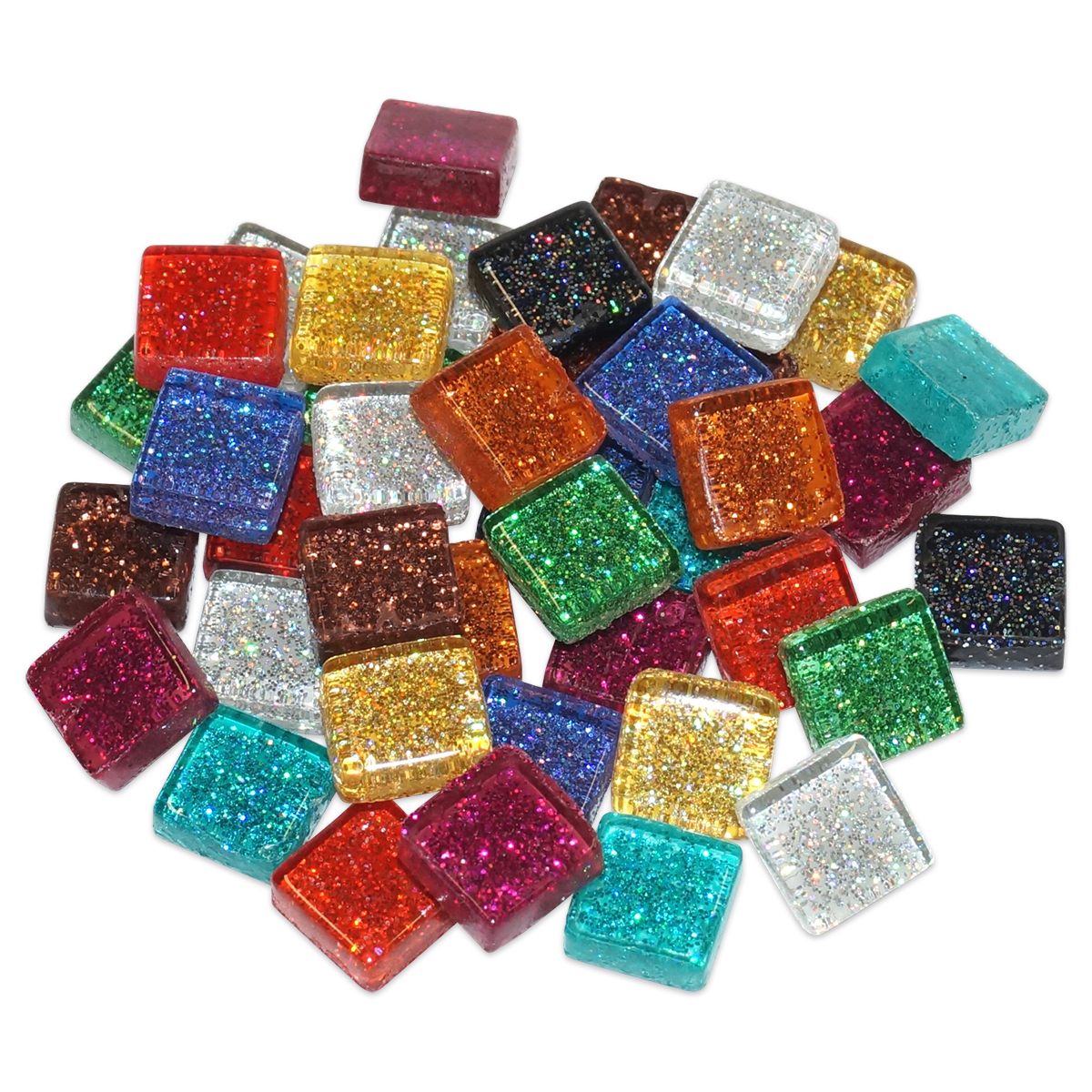 Mosaik Soft-Glas 10x10x4mm 100g Glitter mix