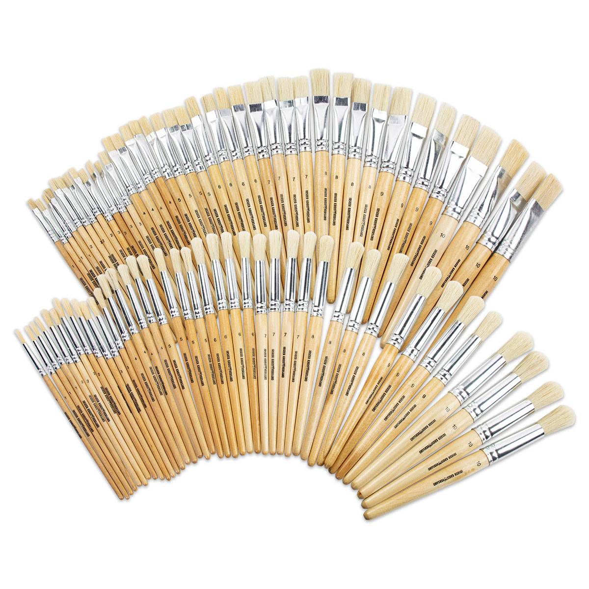 Borstenpinsel flach & rund 80er-Set Gr. 1-10