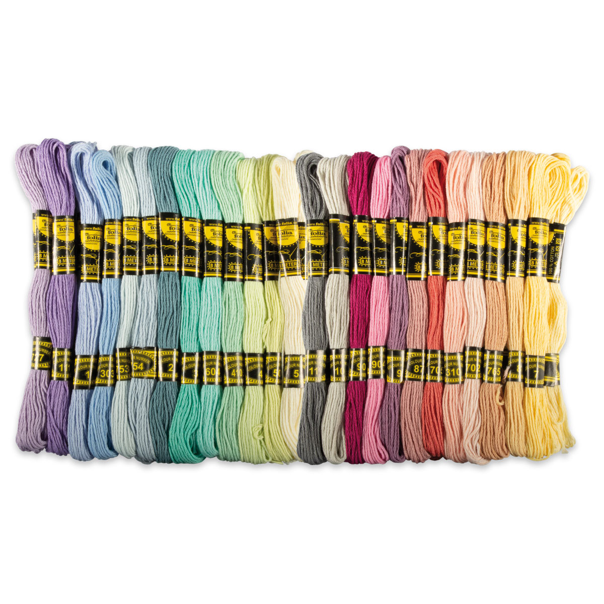 Stickgarn-Sortiment 26 Pastell-Farben/52 Stränge à 8m