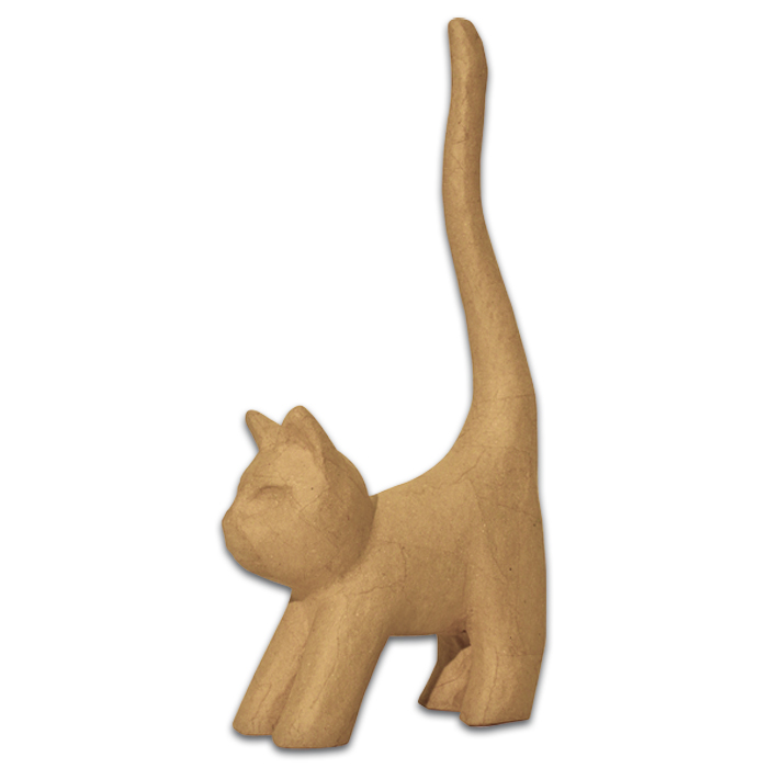 Katze stehend Pappmaché 9,3x3,5x16,5cm