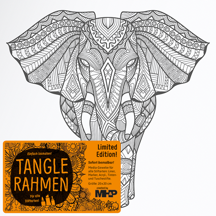 Tangle-Keilrahmen 20x20x2cm Elefant Afrika