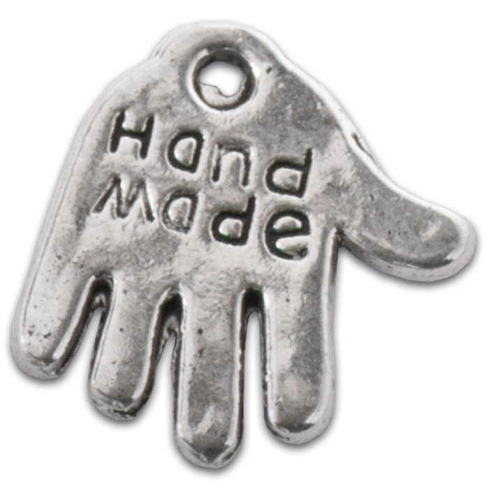 Metallanhänger Hand Made 11mm 50 St. platinf.