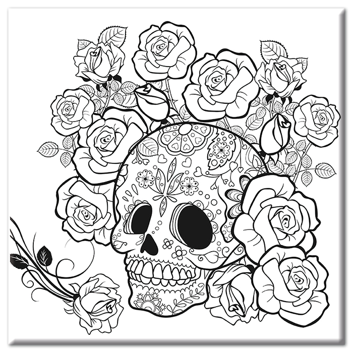 bedruckter Keilrahmen 30x30x2cm Totenkopf