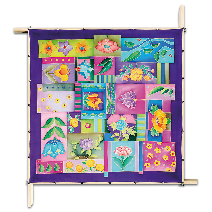 Tuch Gutta gold 90x90cm Flower Patch naturweiß