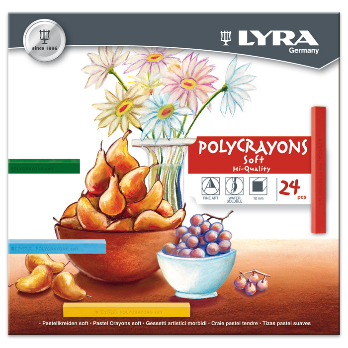 Polycrayons soft 10x10x65mm 24 Pastellkreiden