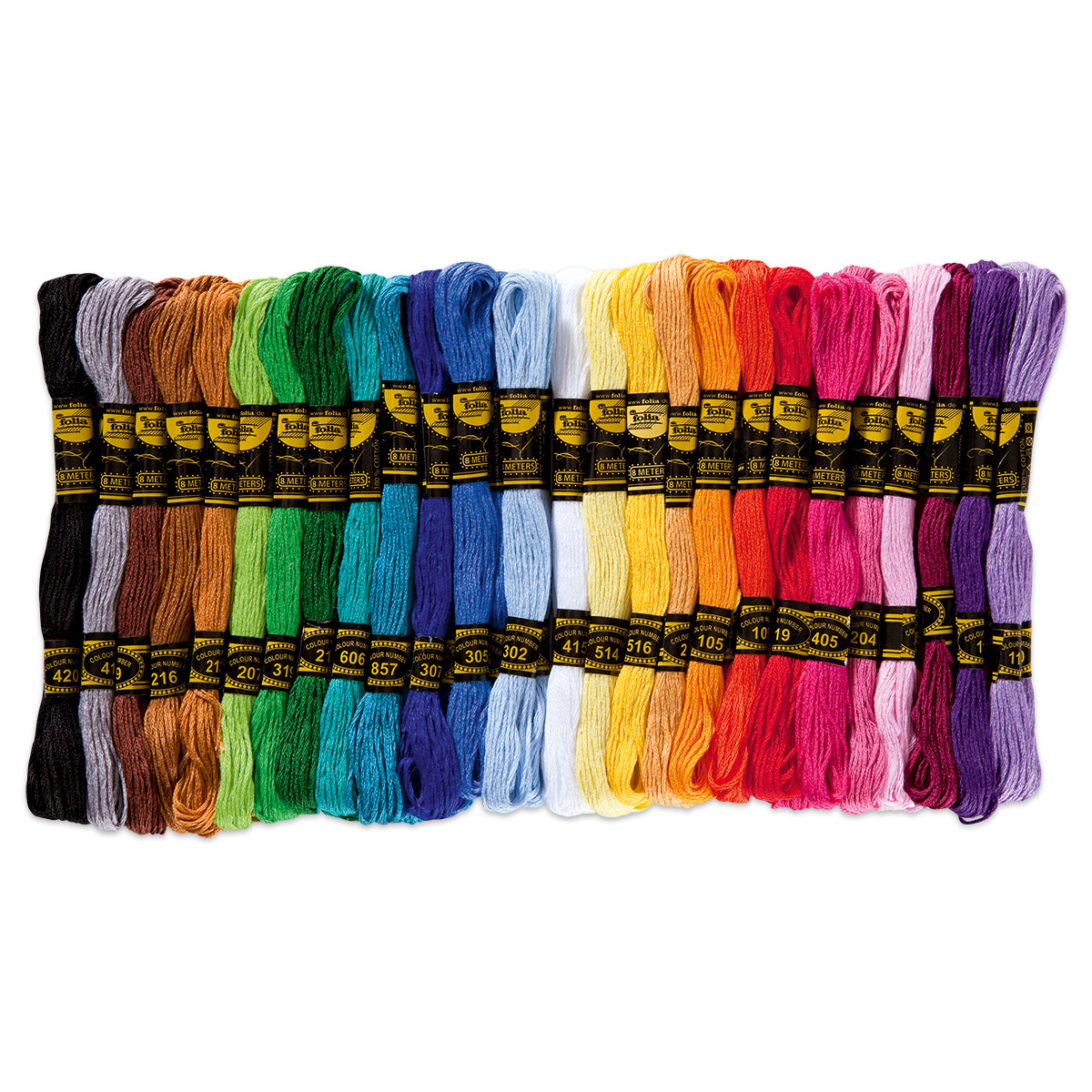 Stickgarn-Sortiment 26 Basic-Farben/52 Stränge à 8m