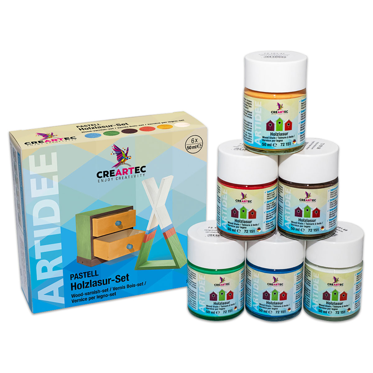 Holzlasur Set 6 Farben à 50ml Colourlight