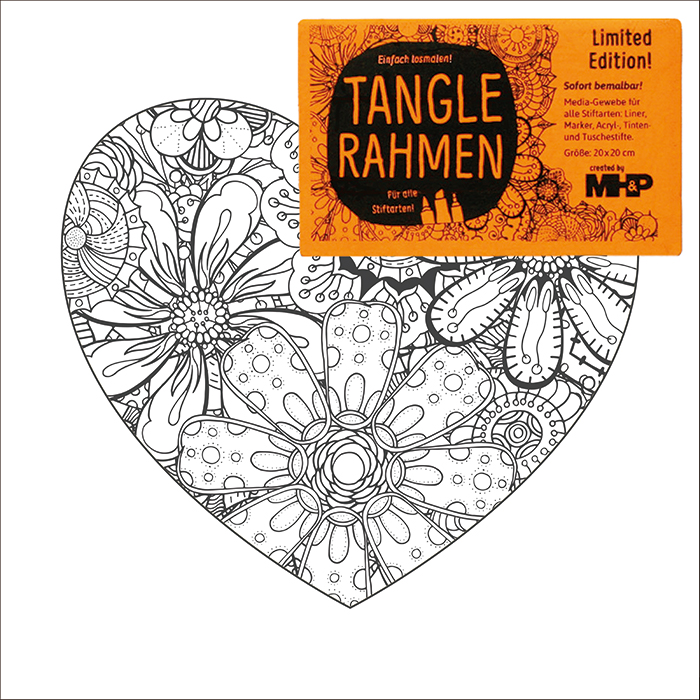 Tangle-Keilrahmen 20x20x2cm Herz