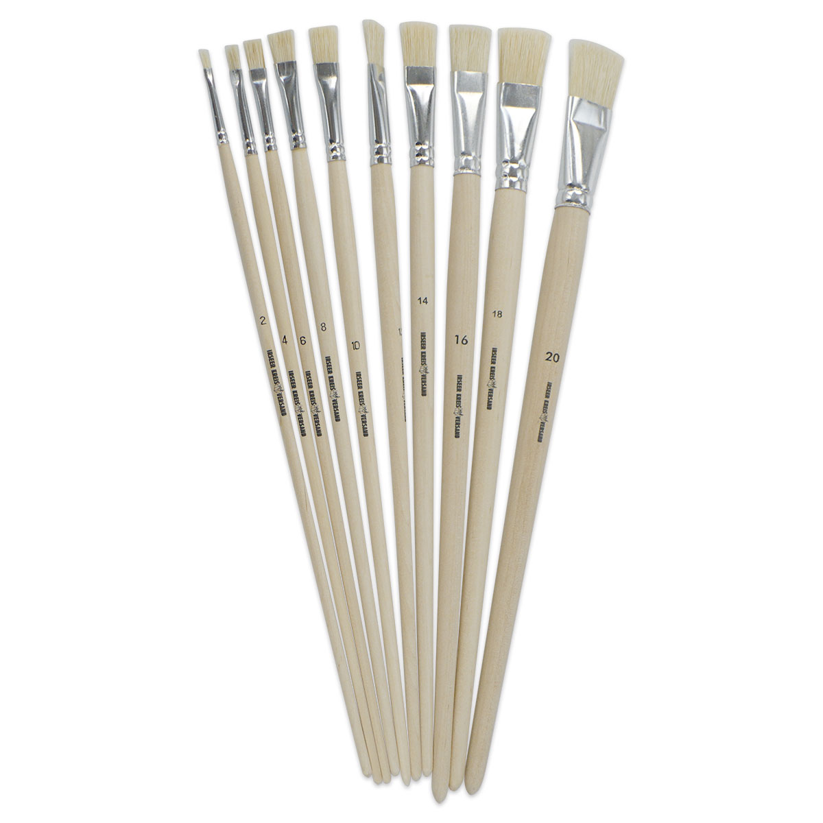 Borstenpinsel langer Stiel Schweineborste 10er-Set