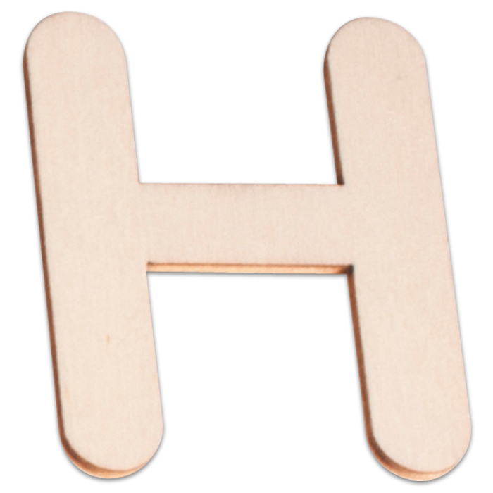 Holzbuchstabe H ca. 3mm 6cm hoch natur