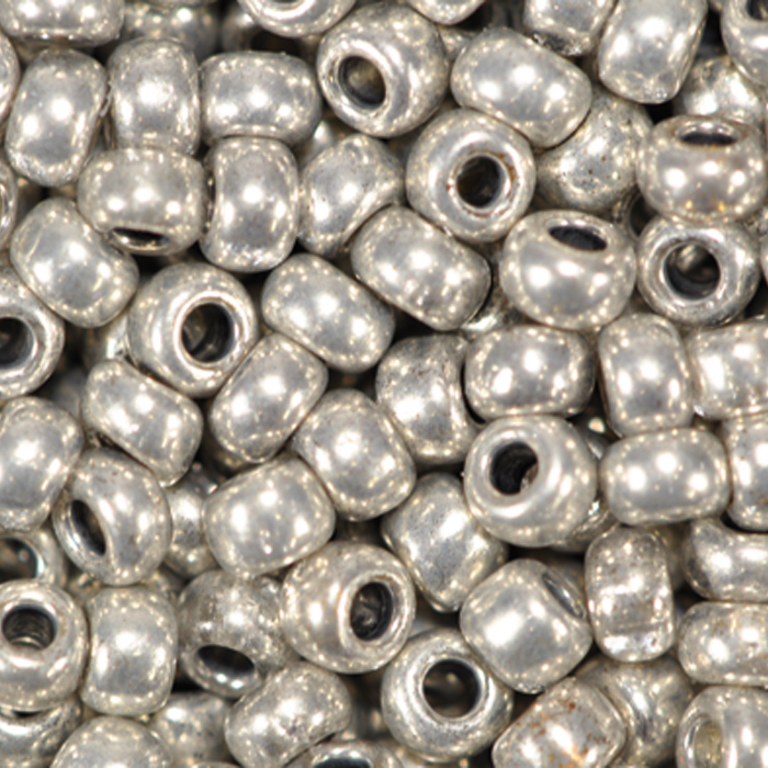Rocailles metallic glänzend 2,6mm 17g platinfarben