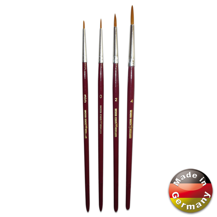 Pinsel Synthetik rund 4er-Set Gr. 3/0/0/2/4