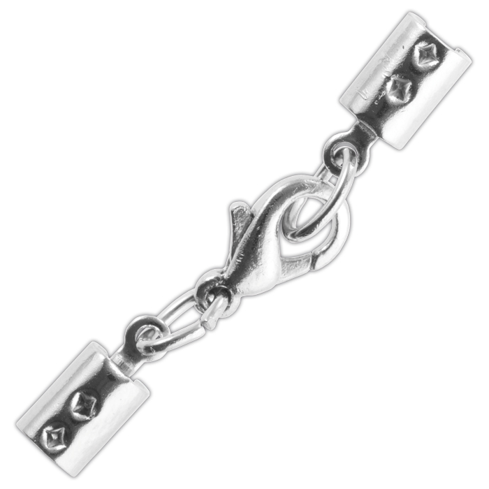 Karabiner + Klemmverschluss Metall 3mm platinfarben