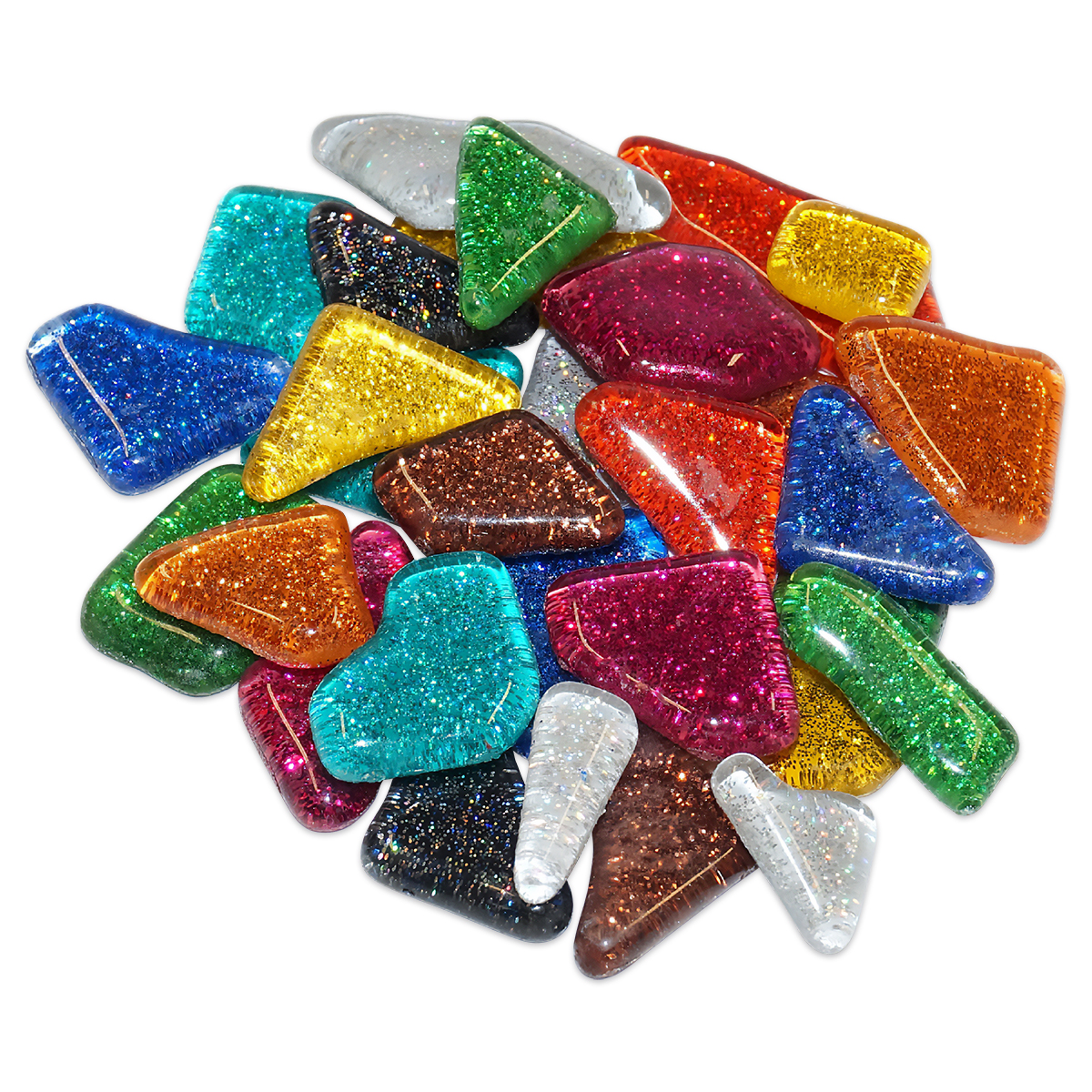 Mosaik Soft-Glas polygonal 100g Glitter mix