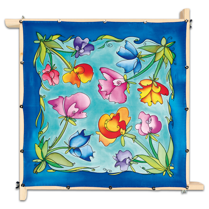 Tuch Gutta schwarz 55x55cm Flower naturweiß