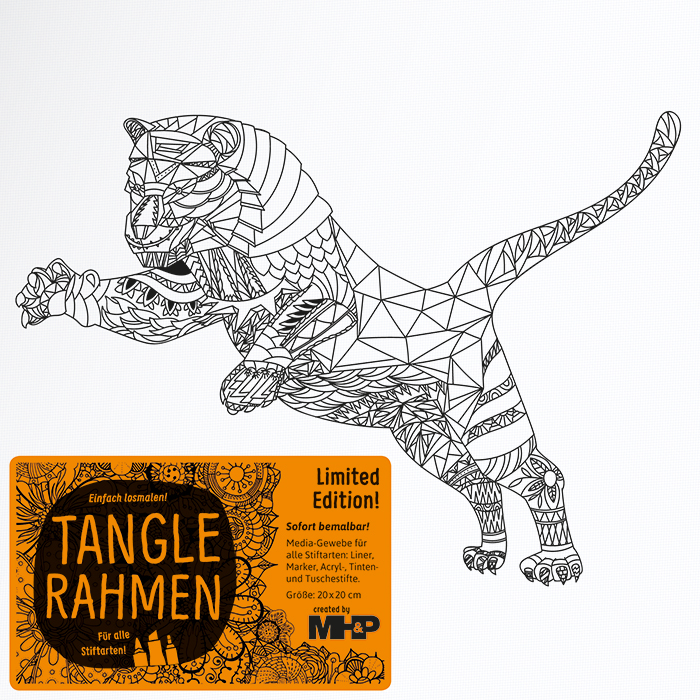 Tangle-Keilrahmen 20x20x2cm Tiger