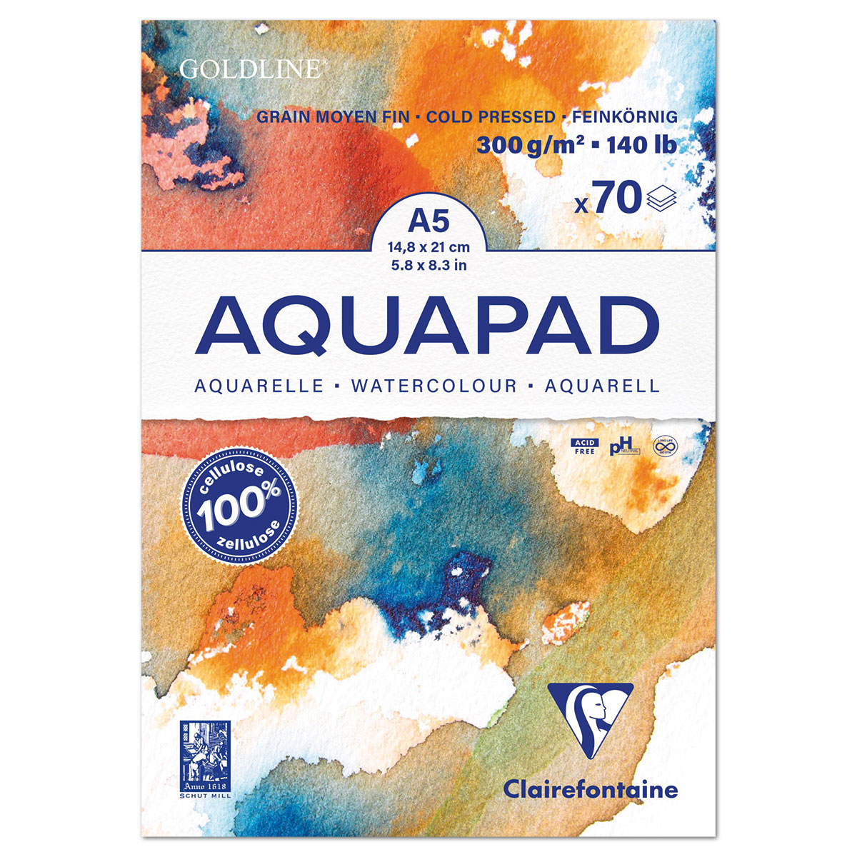 Aquapad Aquarellblock 300g/m² A5 70 Blatt weiß