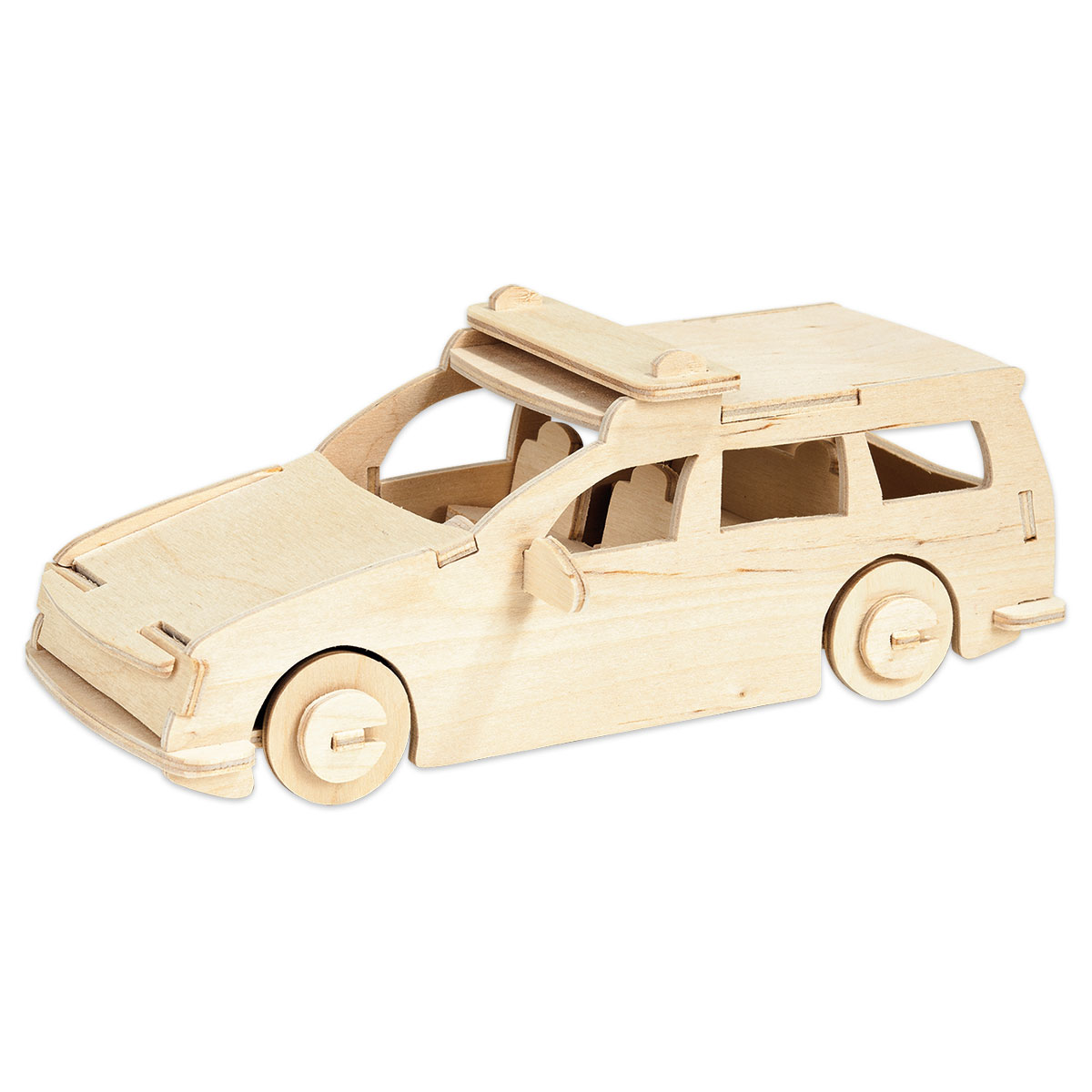 Holzbausatz Polizeiauto 28x7cm 26 Teile