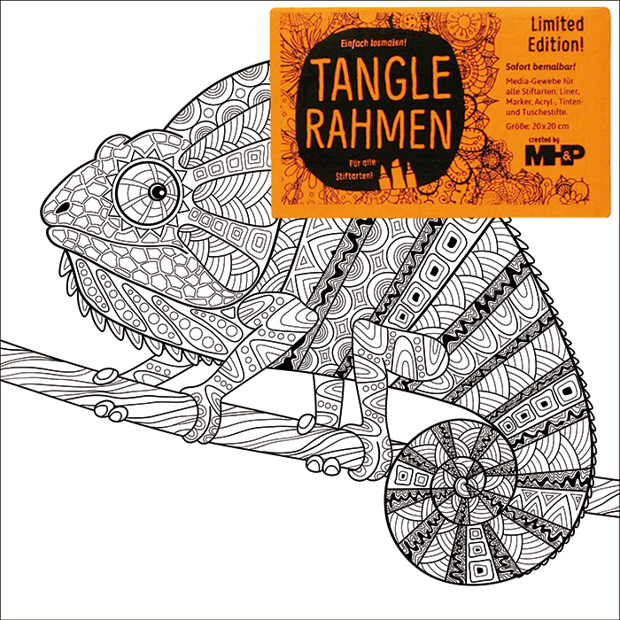 Tangle-Keilrahmen 20x20x2cm Chamäleon