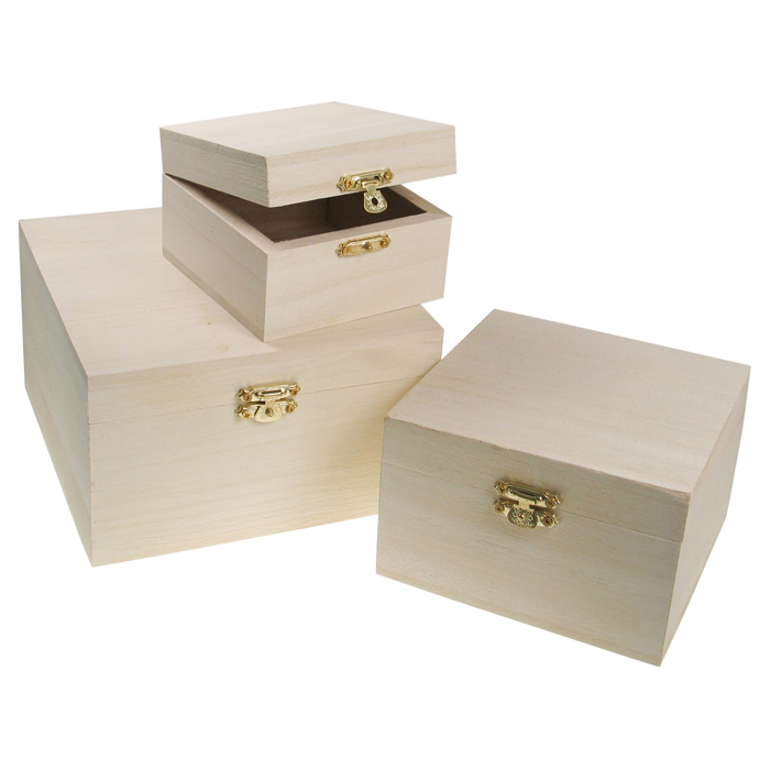 Quadratdosen Schnappverschluss 3er-Set natur