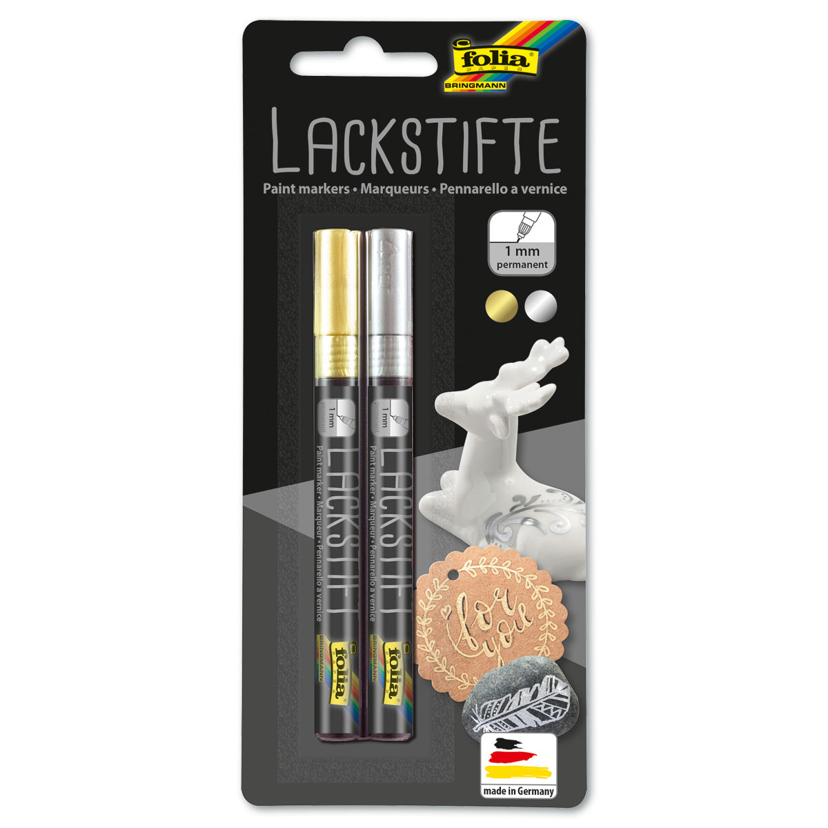 Lackstifte Strichbreite 1mm 2 St. gold & silber
