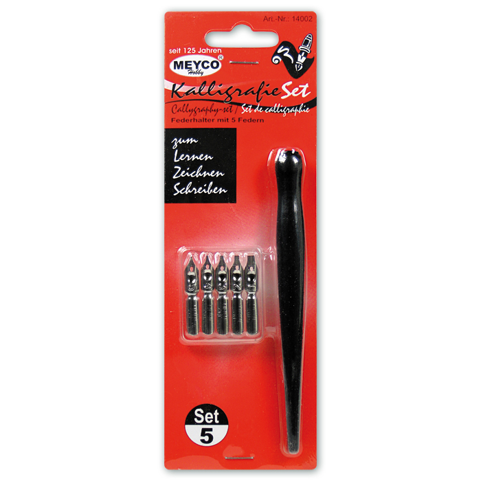 Kalligrafie-Set 5 Federn + Federhalter