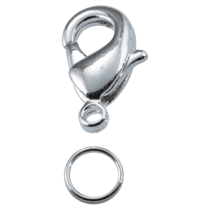 Karabiner + Spaltring Metall 12mm 50 St. platinfarben