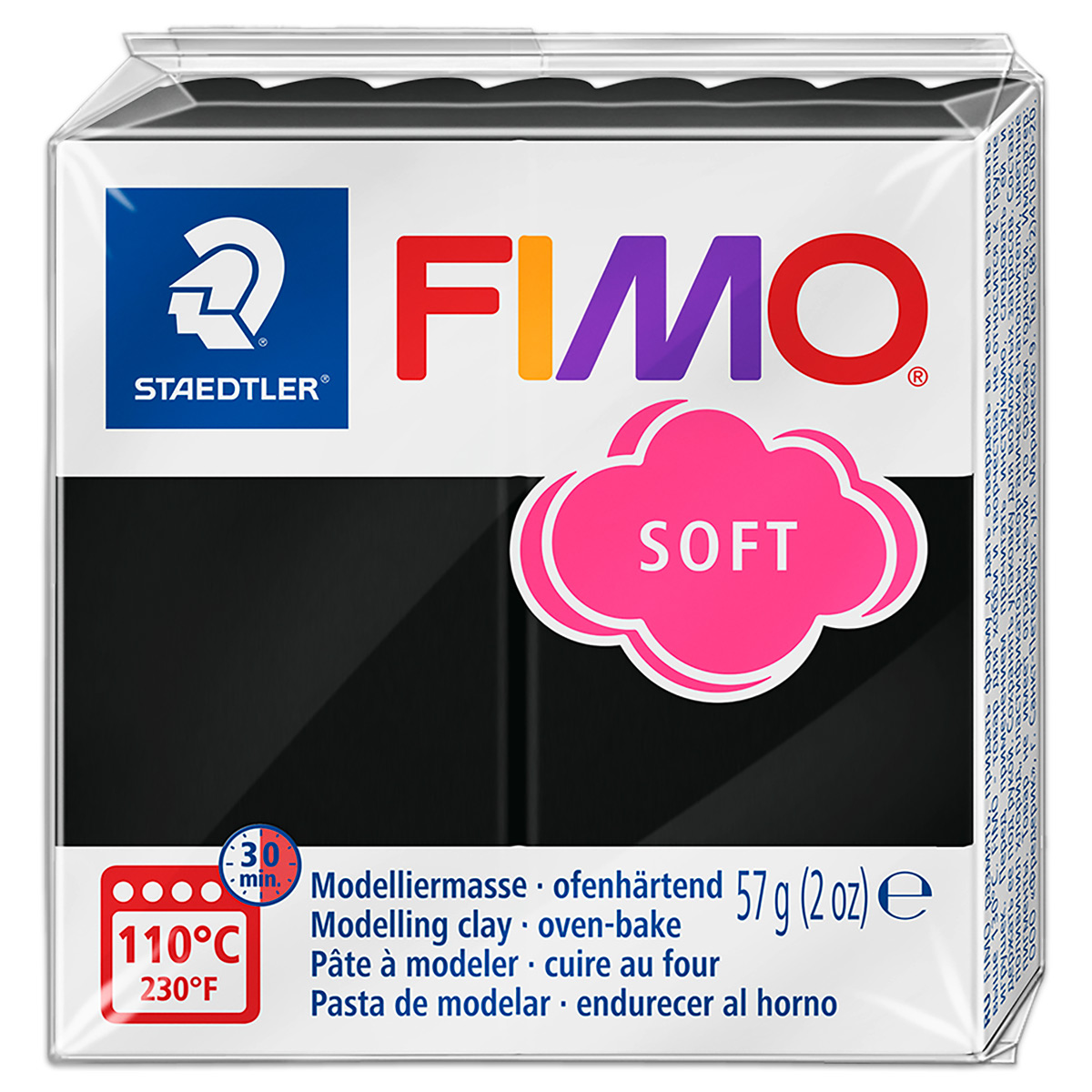 FIMO soft 55x55x15mm 57g schwarz