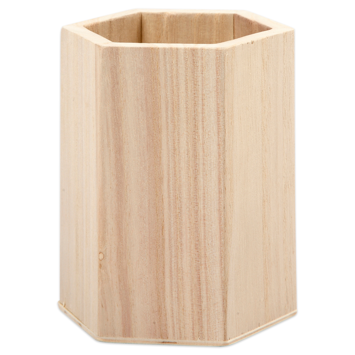 Stiftehalter sechseckig Holz 8x10,5cm natur